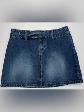 Mossimo Y2K Washed Dark Blue Denim Mini Skirt